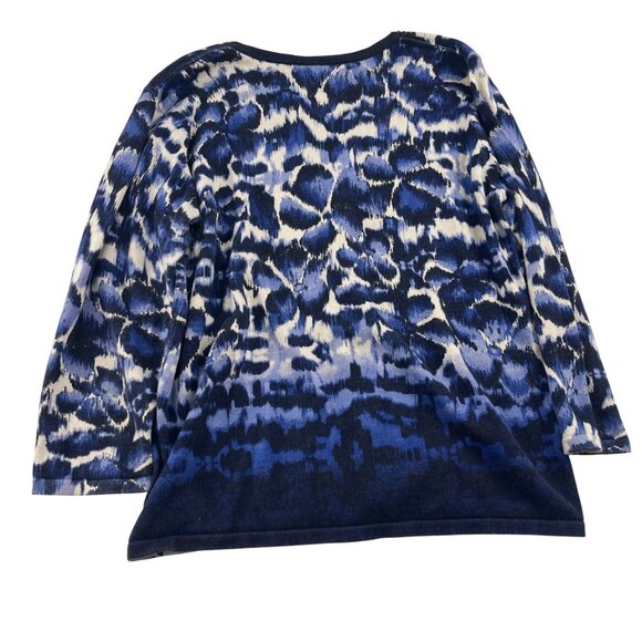 Alfred Dunner Petite PXL Animal Print Blue lightweight Sweater - Picture 4 of 4